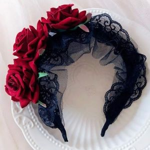NEW Vintage Red Rose Headband